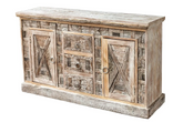 Antique Indian Reclaimed Hand Liberty Solid Wooden Sideboard Whitewash 153x40x92cm A0255
